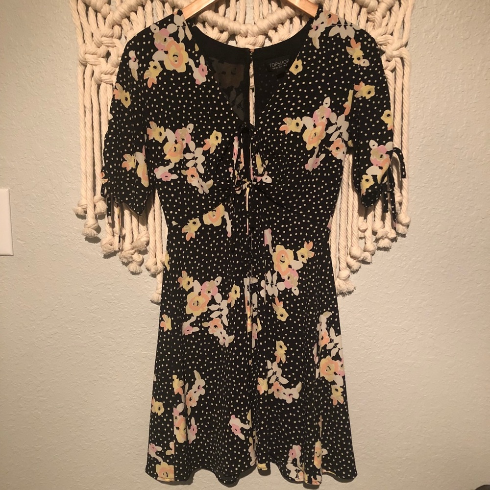Topshop Black Ditzy floral mini dress
